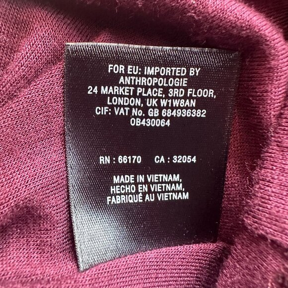 Anthropologie Maeve Womens Small Dress Midi Galena Wine V-Neck Boho Party - Picture 8 of 8